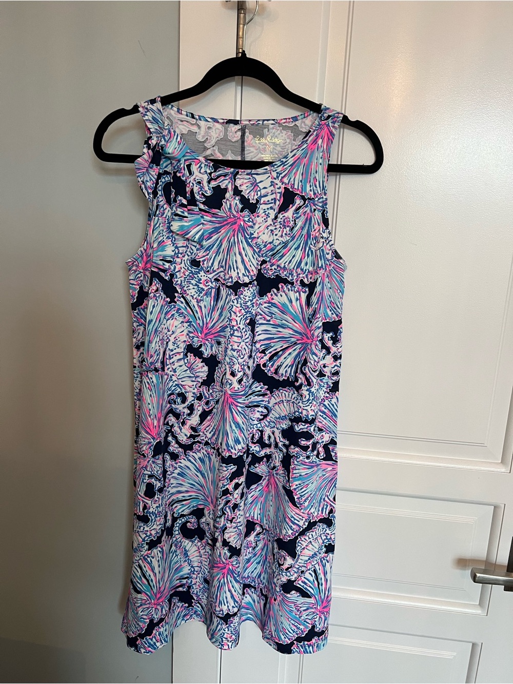 Lilly Pulitzer Navy Shell-Print Sleeveless Mini Dress in Pink & Blue